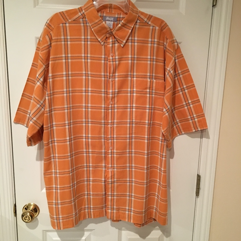 Utility Orange plaid shirt, Size XL